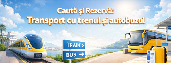 Caută transport cu trenul și autobuzul